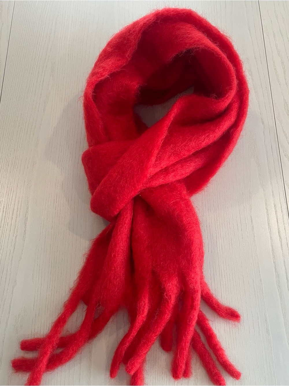 COS Fringed Brushed Mohair Scarf Red - Picture 6 of 6